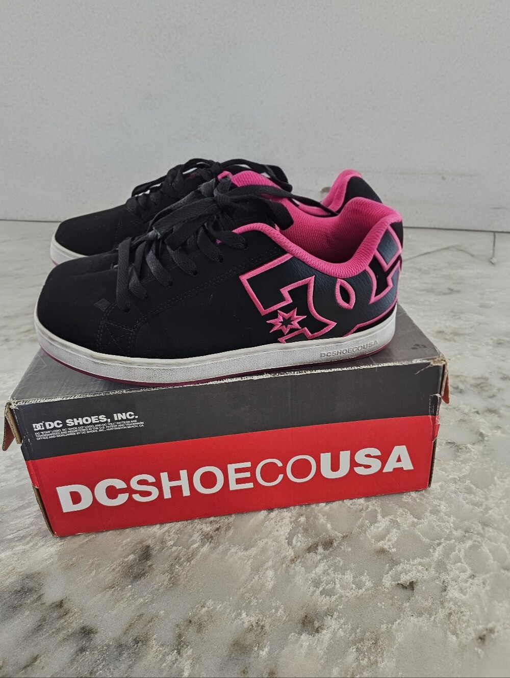 DC Court Y2K Chunky Graffik Skate Shoes Black Pink Women's Size 8.5